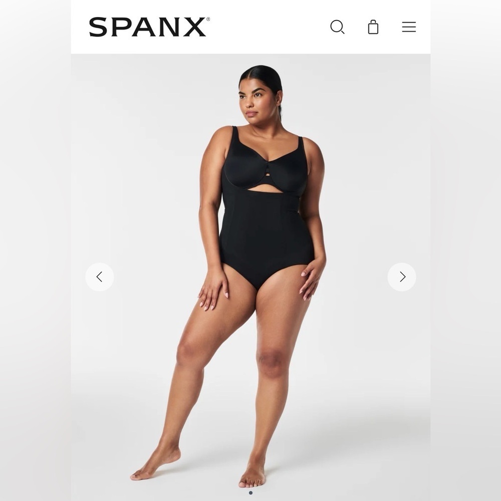 NWOT Black SPANX OnCore Open-Bust Brief Bodysuit in Size 3X